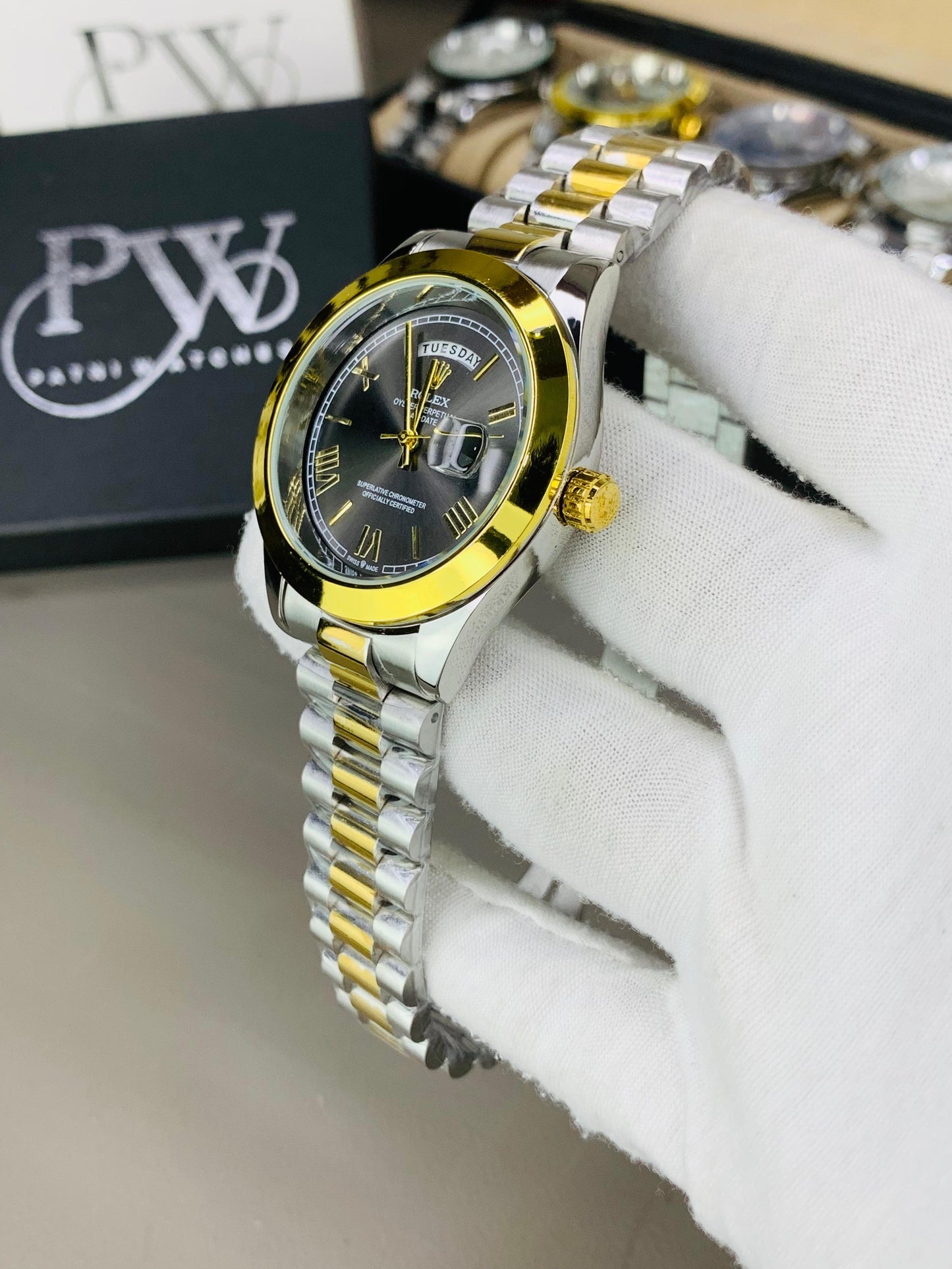 Roman Dial Model (Black) Patni Watches