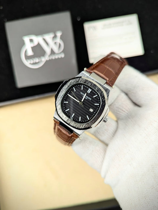 PP Semi-Auto Leather Strap (Brown) Patni Watches