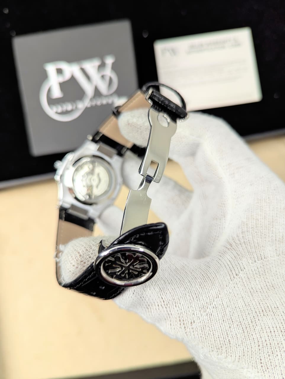 PP Semi-Auto Leather Strap (Black) Patni Watches