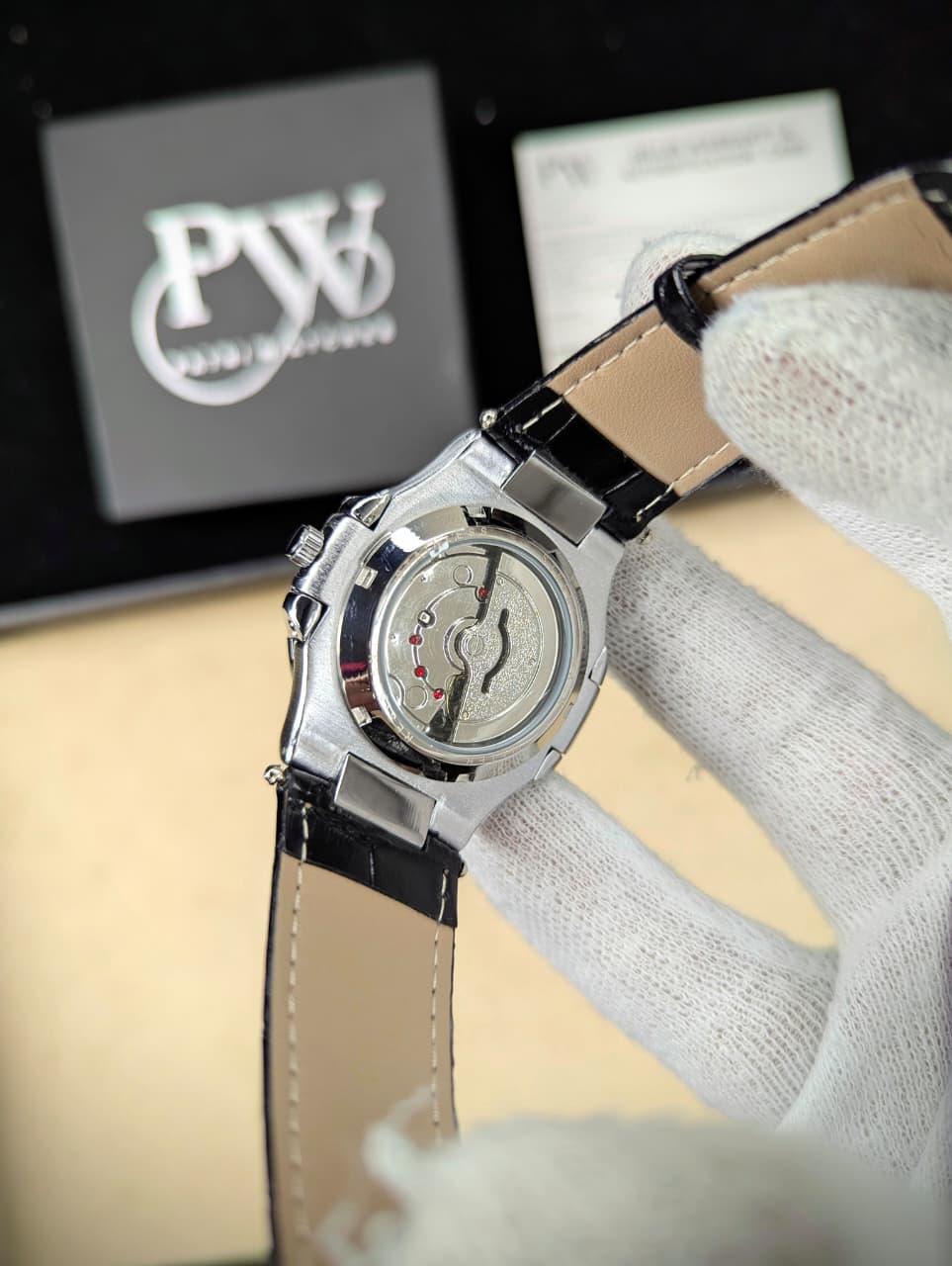 PP Semi-Auto Leather Strap (Black) Patni Watches