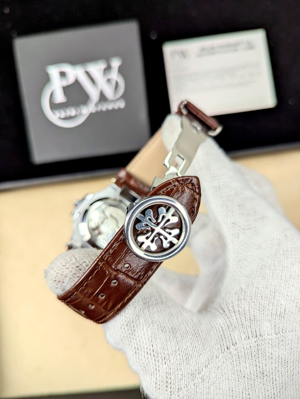 PP Semi-Auto Leather Strap (Brown) Patni Watches