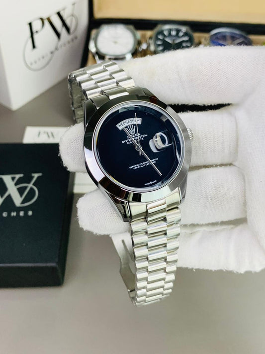 Branded Plain Dial (Black) Patni Watches