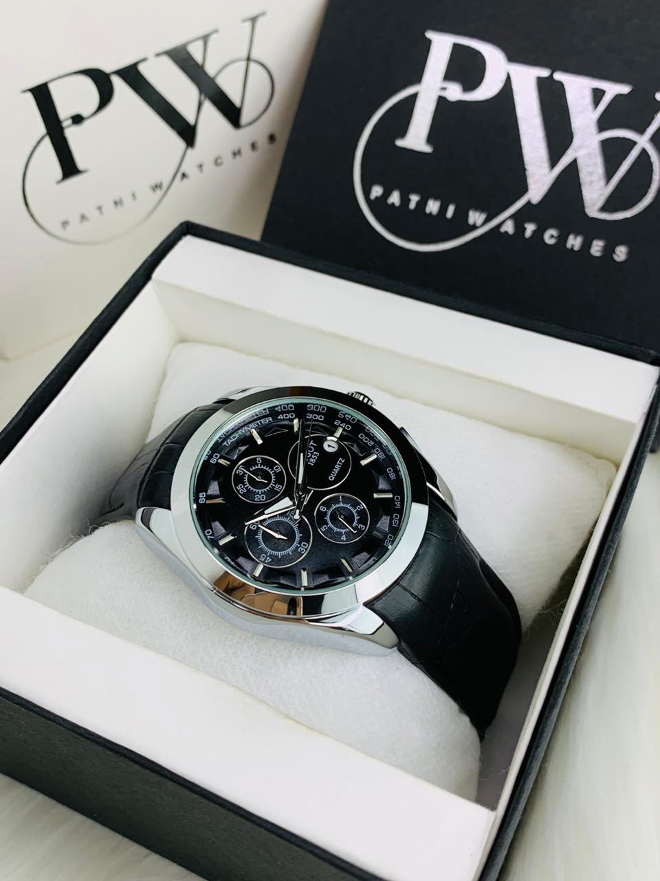 AA+ Silver Chronograph Model (Black) Patni Watches