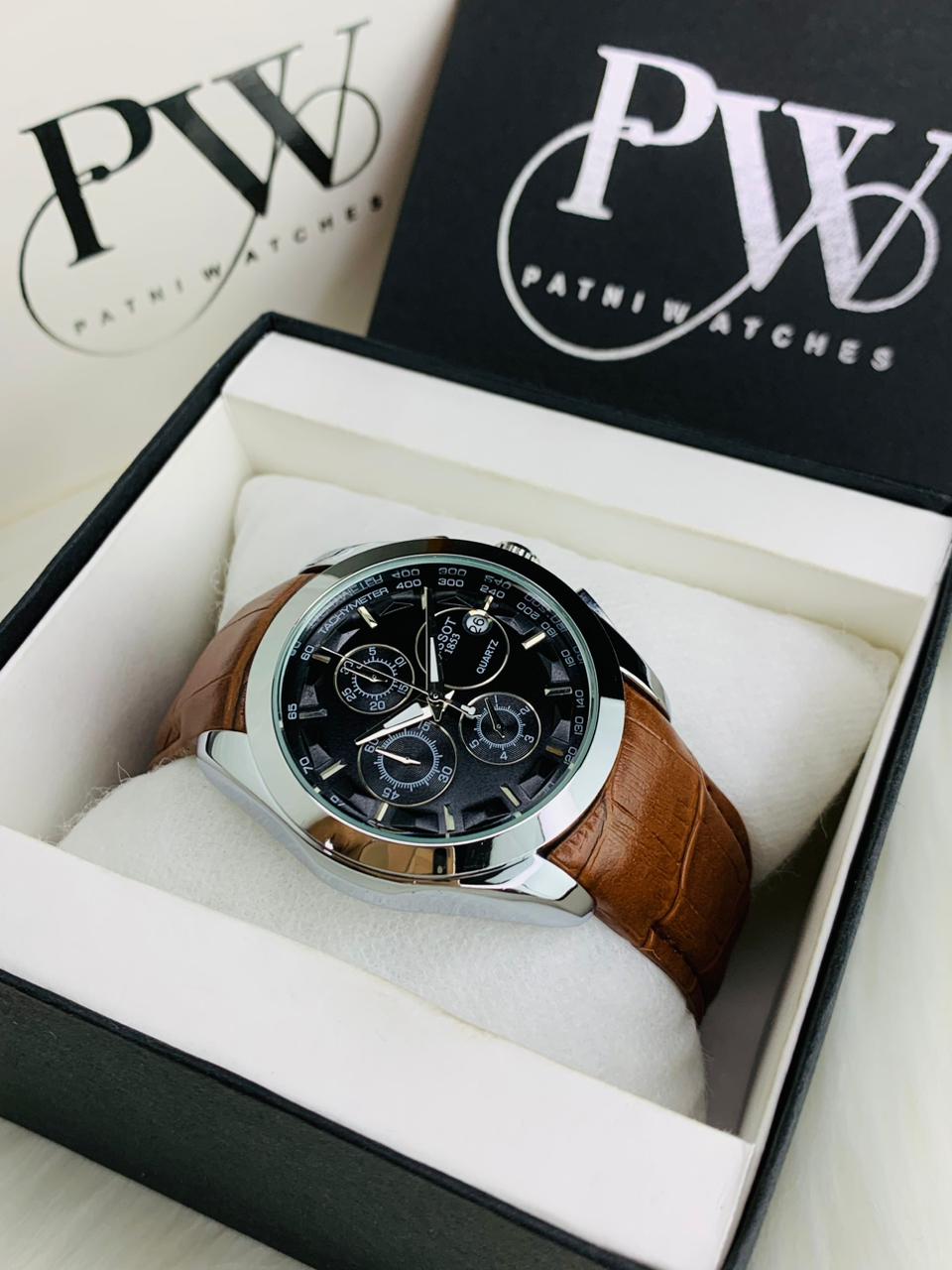 AA+ Silver Chronograph Model (Brown Black) Patni Watches