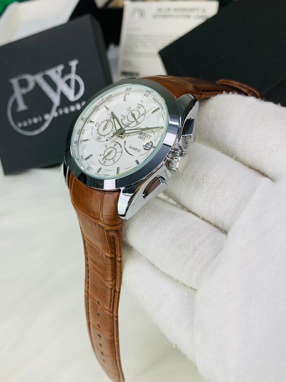 AA+ Silver Chronograph Model (Brown) Patni Watches