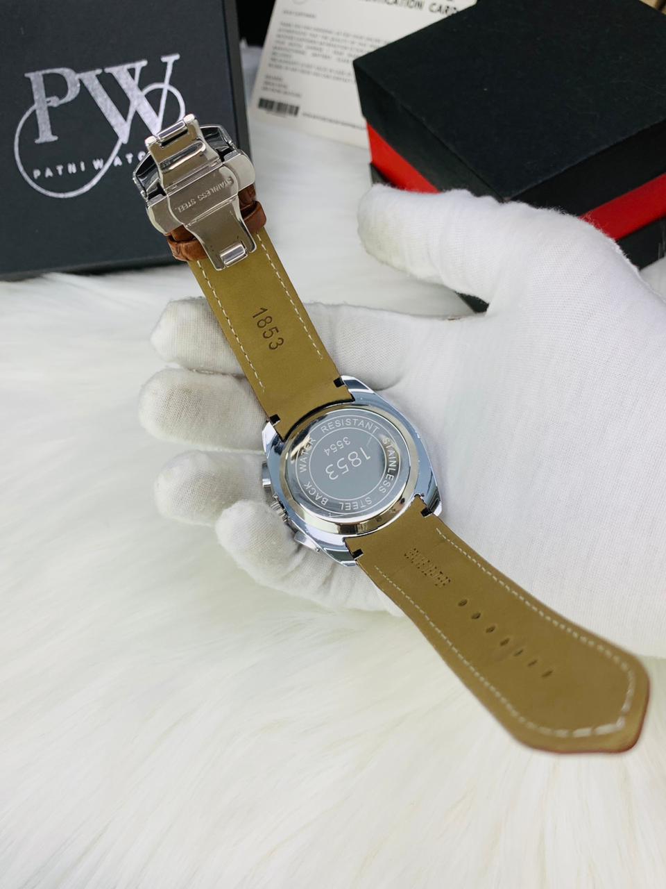 AA+ Silver Chronograph Model (Brown) Patni Watches