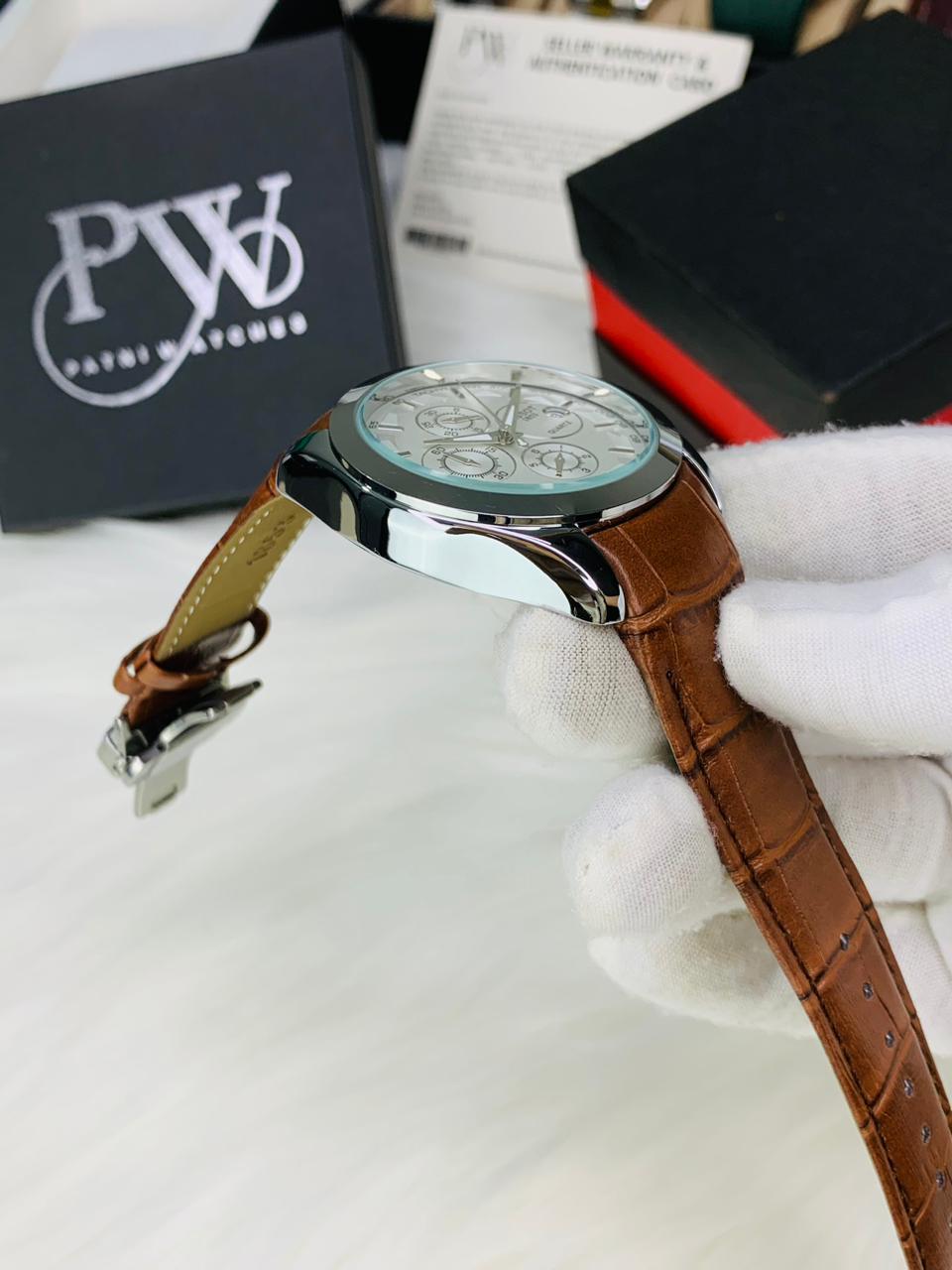 AA+ Silver Chronograph Model (Brown) Patni Watches