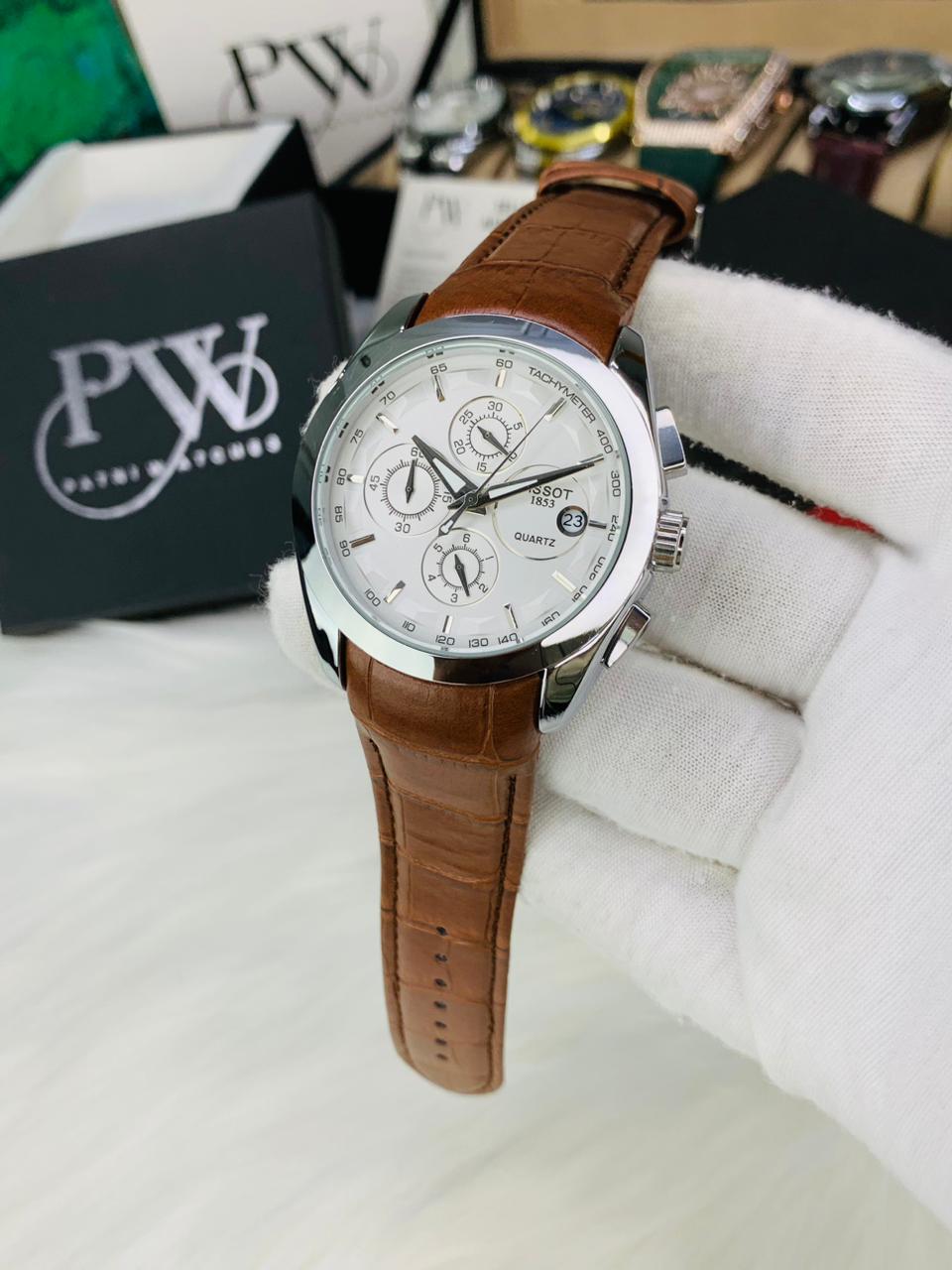 AA+ Silver Chronograph Model (Brown) Patni Watches