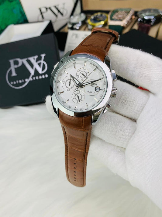 AA+ Silver Chronograph Model (Brown) Patni Watches