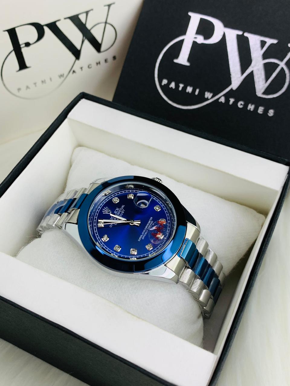 Blue Stone Two Tone Model Patni Watches