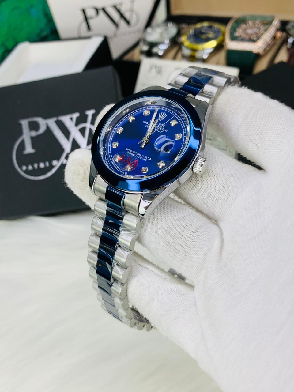 Blue Stone Two Tone Model Patni Watches