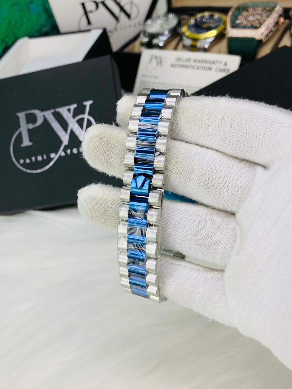 Blue Stone Two Tone Model Patni Watches