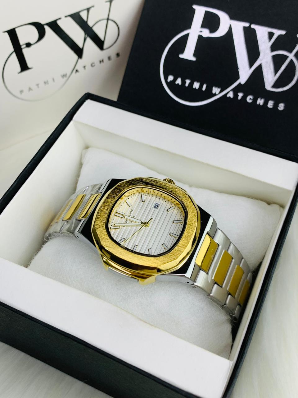 PP Nautilus Two Tone Chain (White) Patni Watches