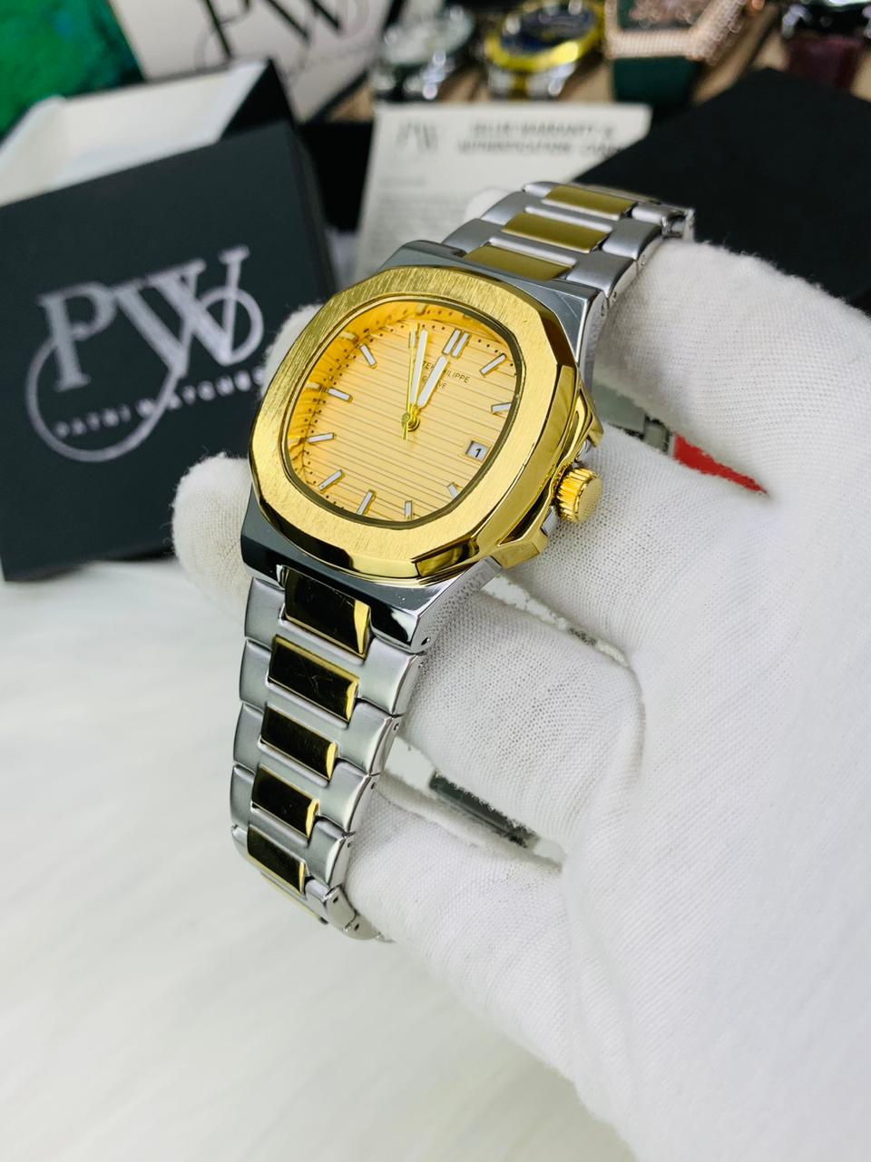 PP Nautilus Two Tone Chain (Gold) Patni Watches