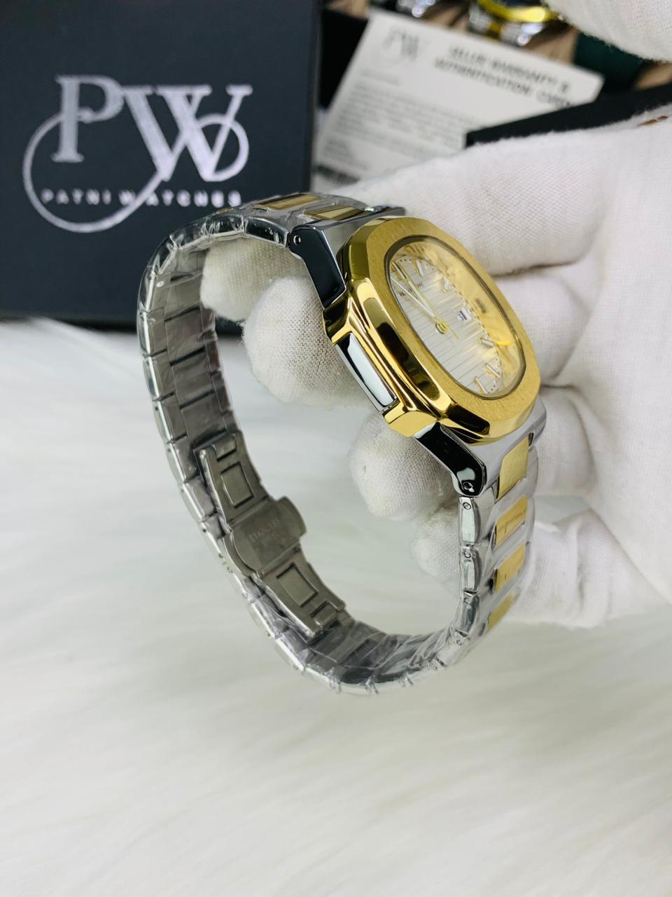 PP Nautilus Two Tone Chain (White) Patni Watches