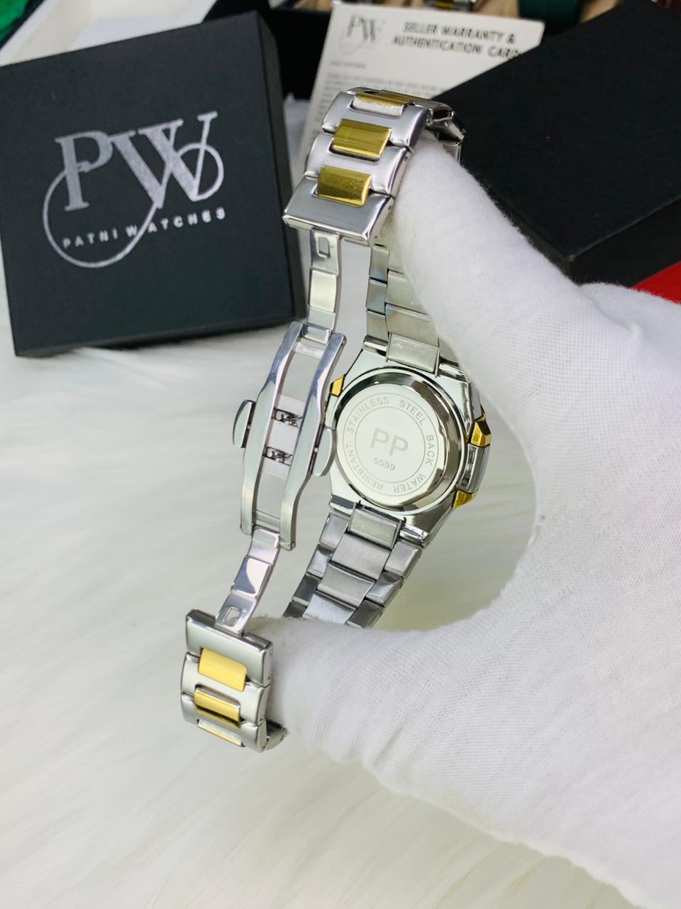 PP Nautilus Two Tone Chain (Black) Patni Watches