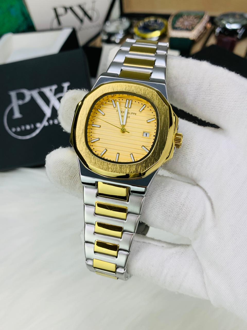 PP Nautilus Two Tone Chain (Gold) Patni Watches