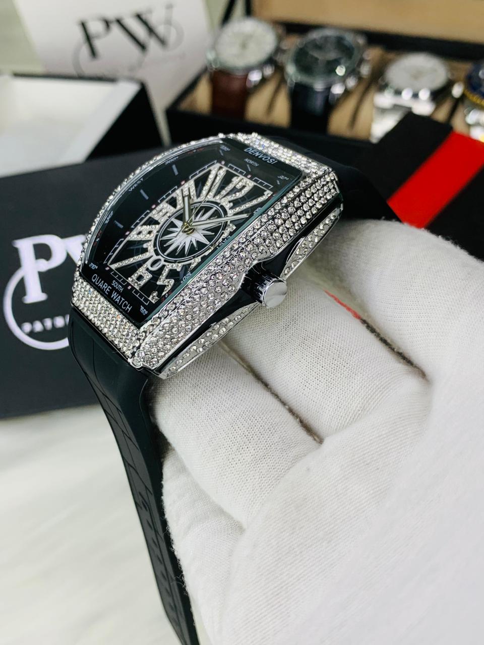 FM Stone Model (Black Silver) Patni Watches