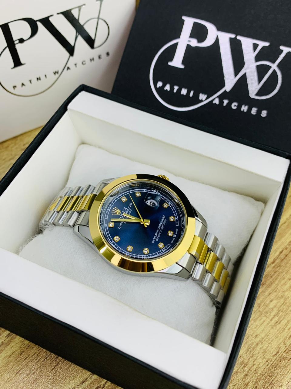 Stone Two Tone Model (Gold Blue) Patni Watches