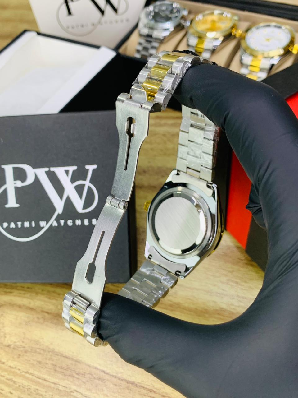 Stone Two Tone Model (Gold Black) Patni Watches