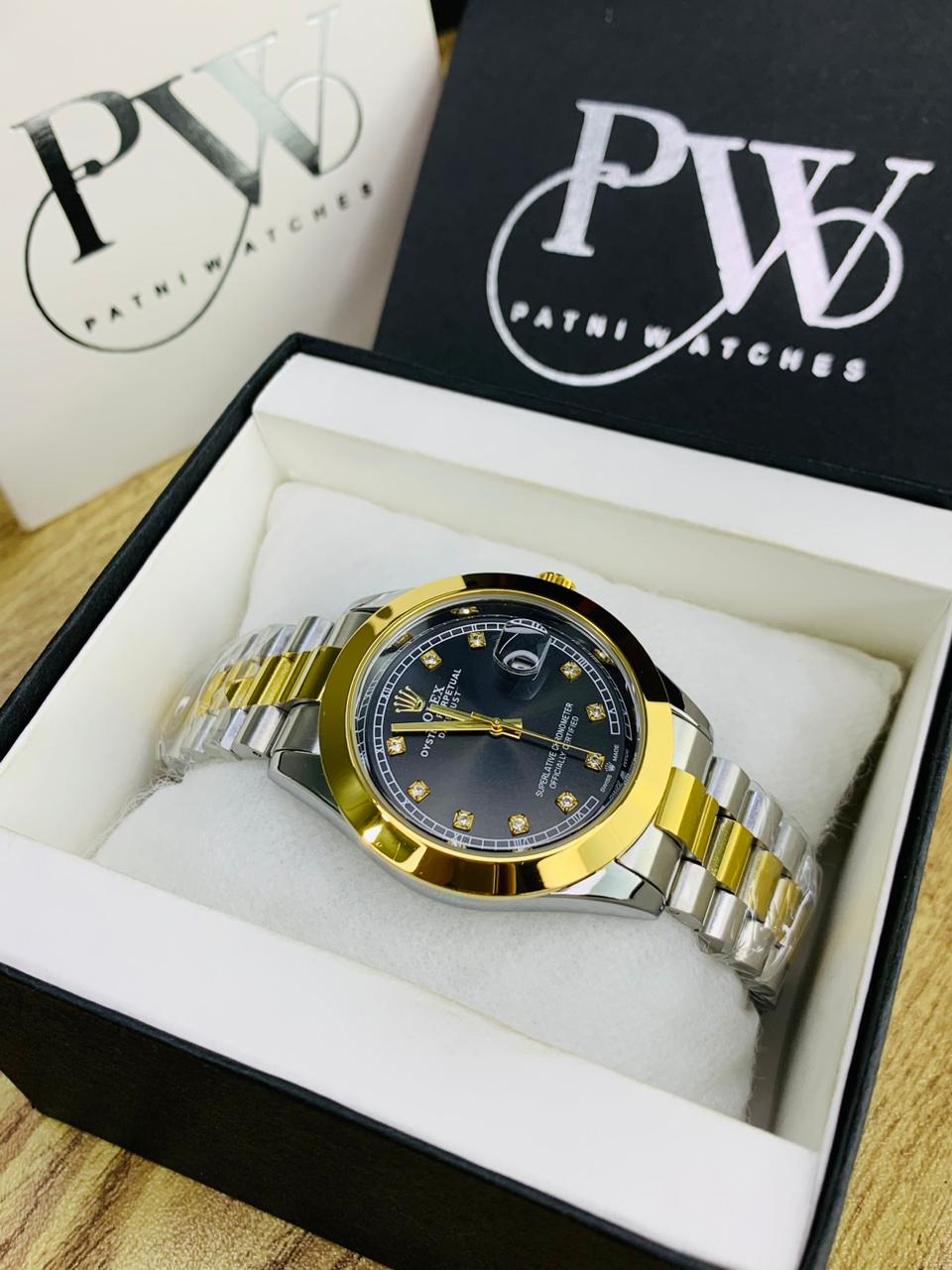 Stone Two Tone Model (Gold Black) Patni Watches