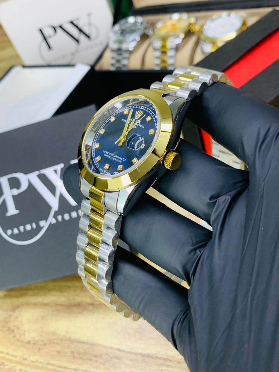 Stone Two Tone Model (Gold Blue) Patni Watches