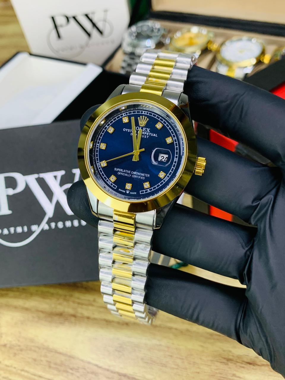 Stone Two Tone Model (Gold Blue) Patni Watches