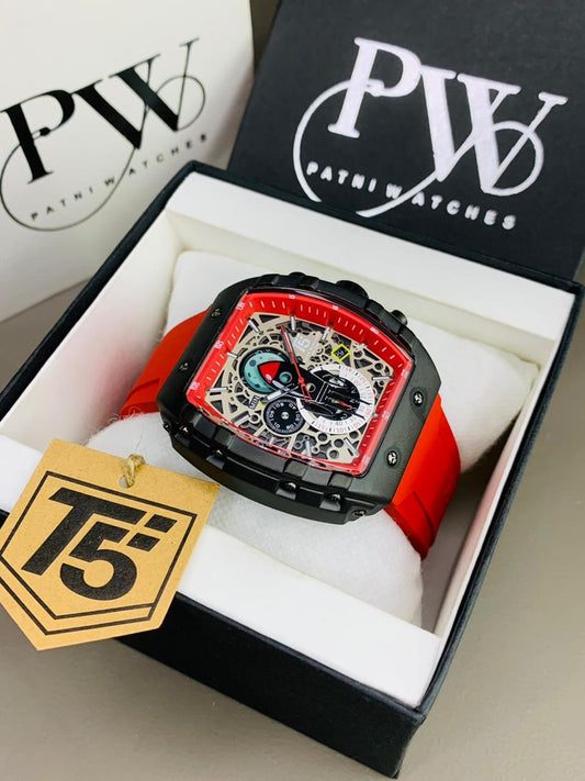 T5 Moon Edition Strap Watch (Red) Patni Watches