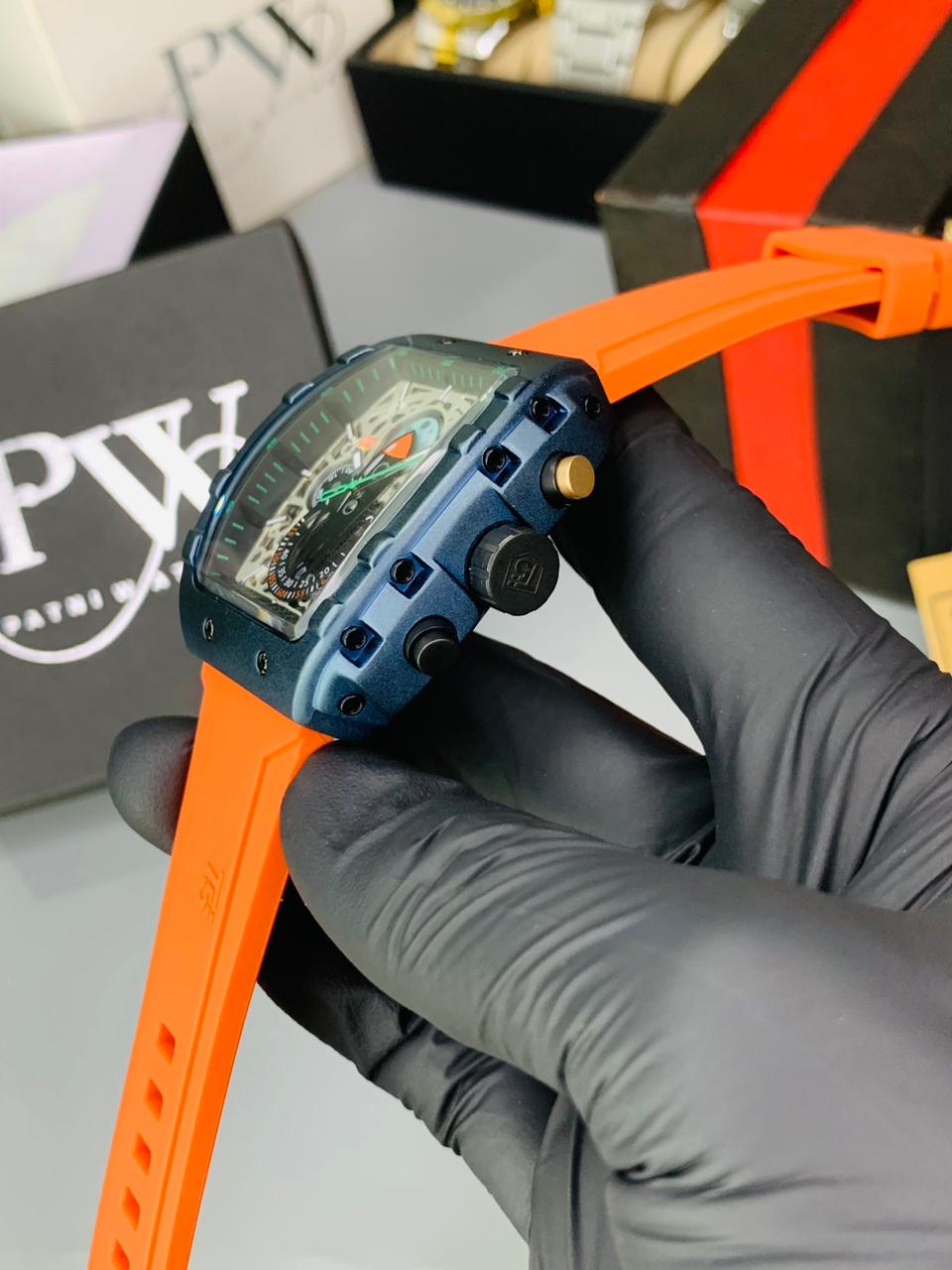 T5 Moon Edition Strap Watch (Orange) Patni Watches