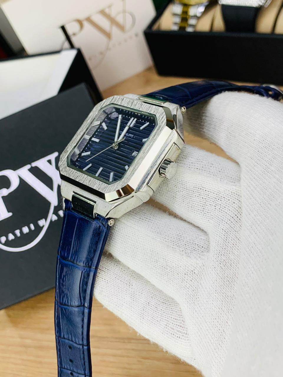 PP SQ Leather Belt (Blue) Patni Watches