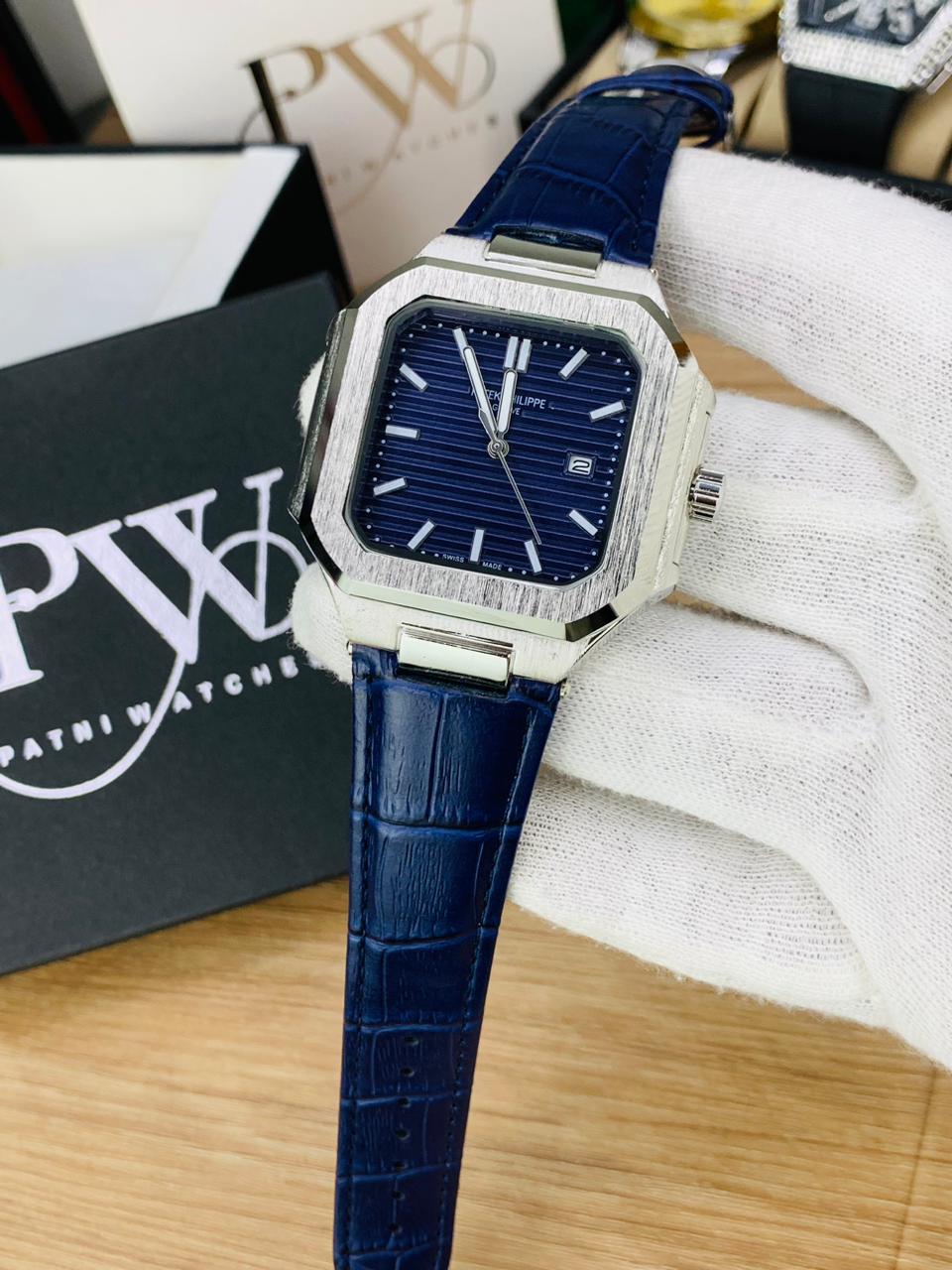 PP SQ Leather Belt (Blue) Patni Watches