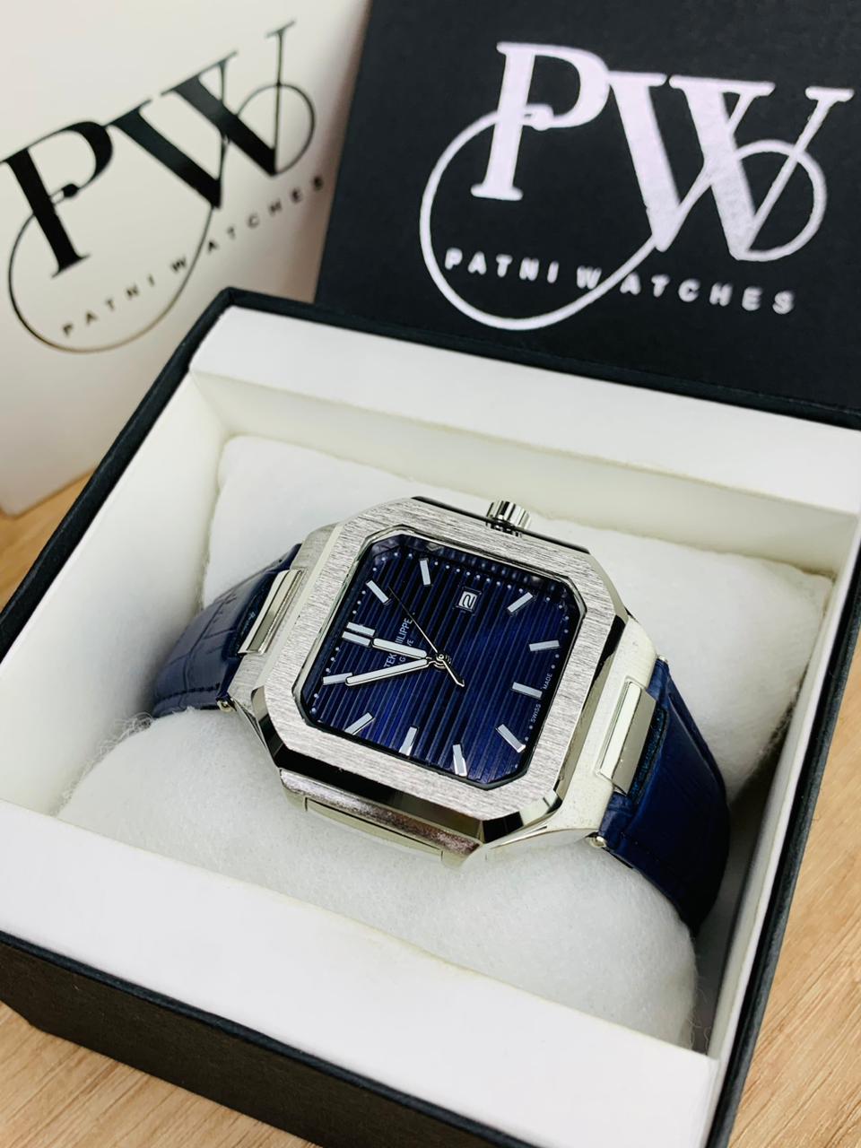 PP SQ Leather Belt (Blue) Patni Watches