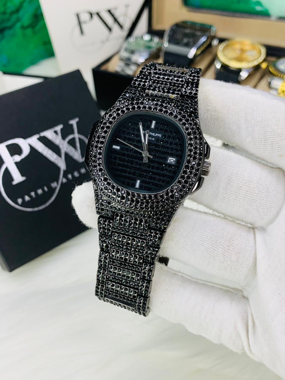 PP Full Stone Model (Black) Patni Watches