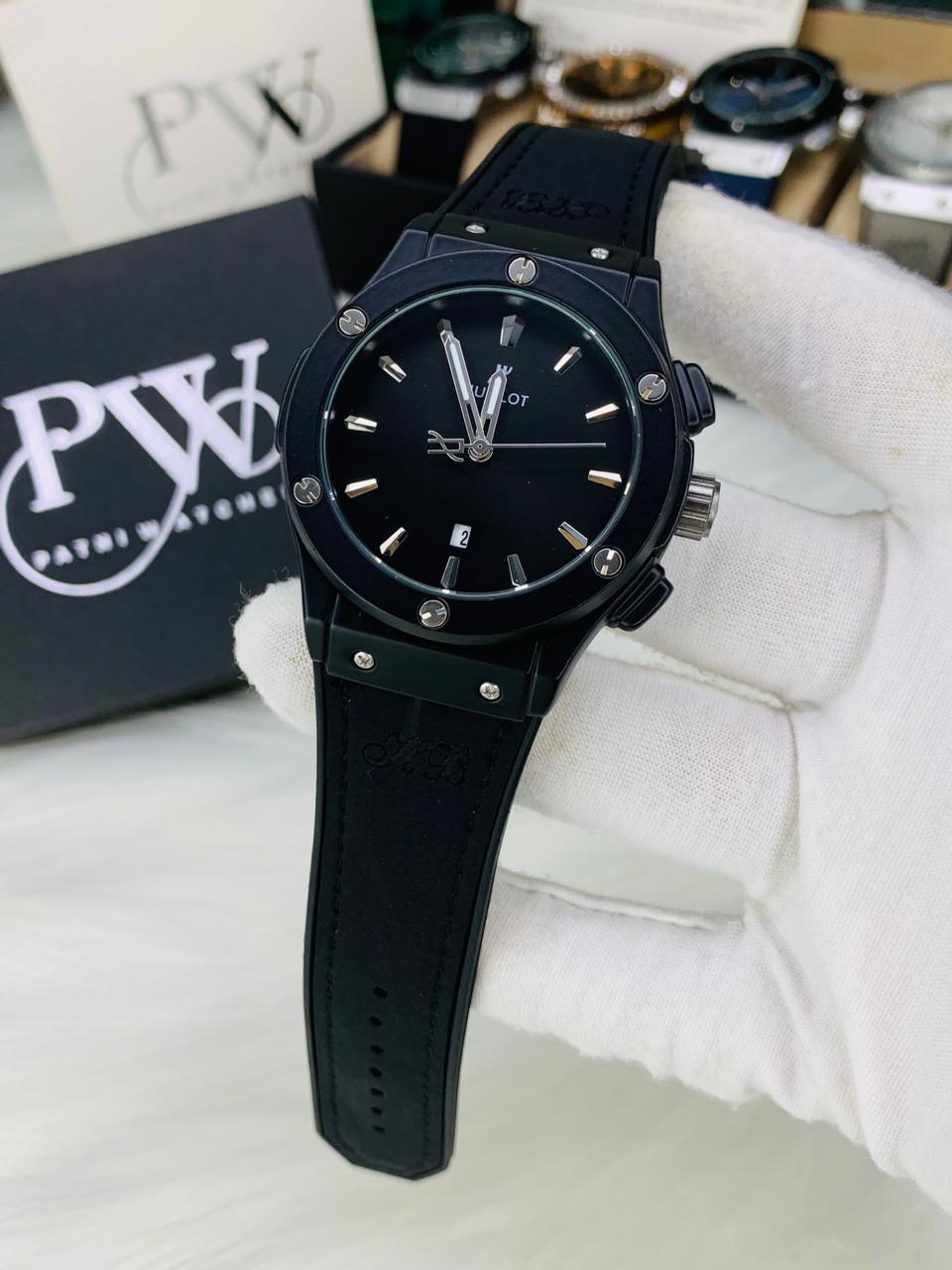 HB Strap Model (Plain Dial Full Black) Patni Watches