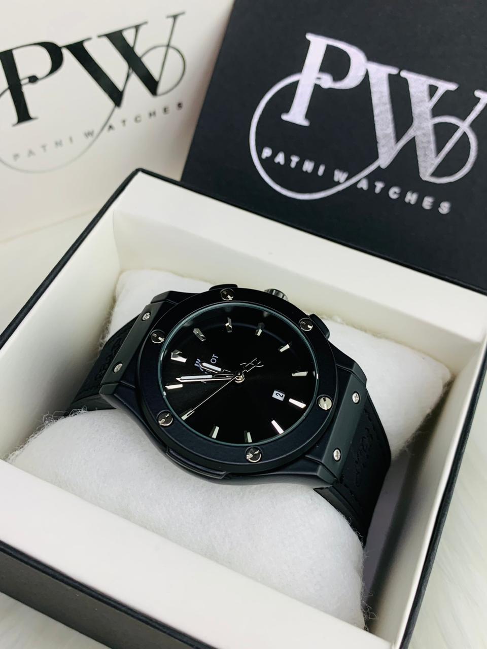 HB Strap Model (Plain Dial Full Black) Patni Watches
