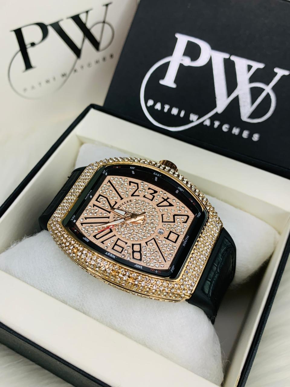 FM Full Stone Model (Black Rosegold) Patni Watches