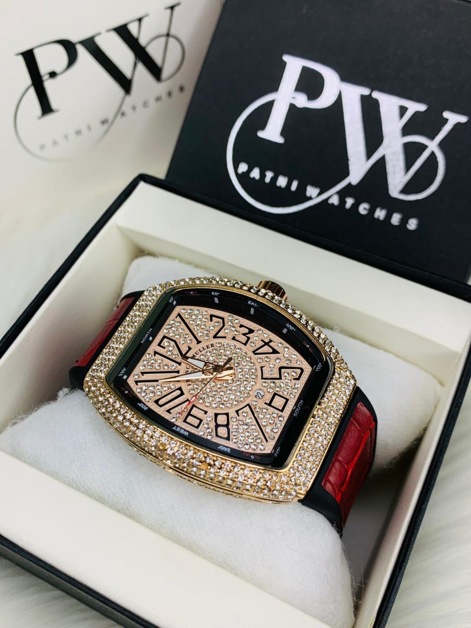 FM Full Stone Model (Red Rosegold) Patni Watches