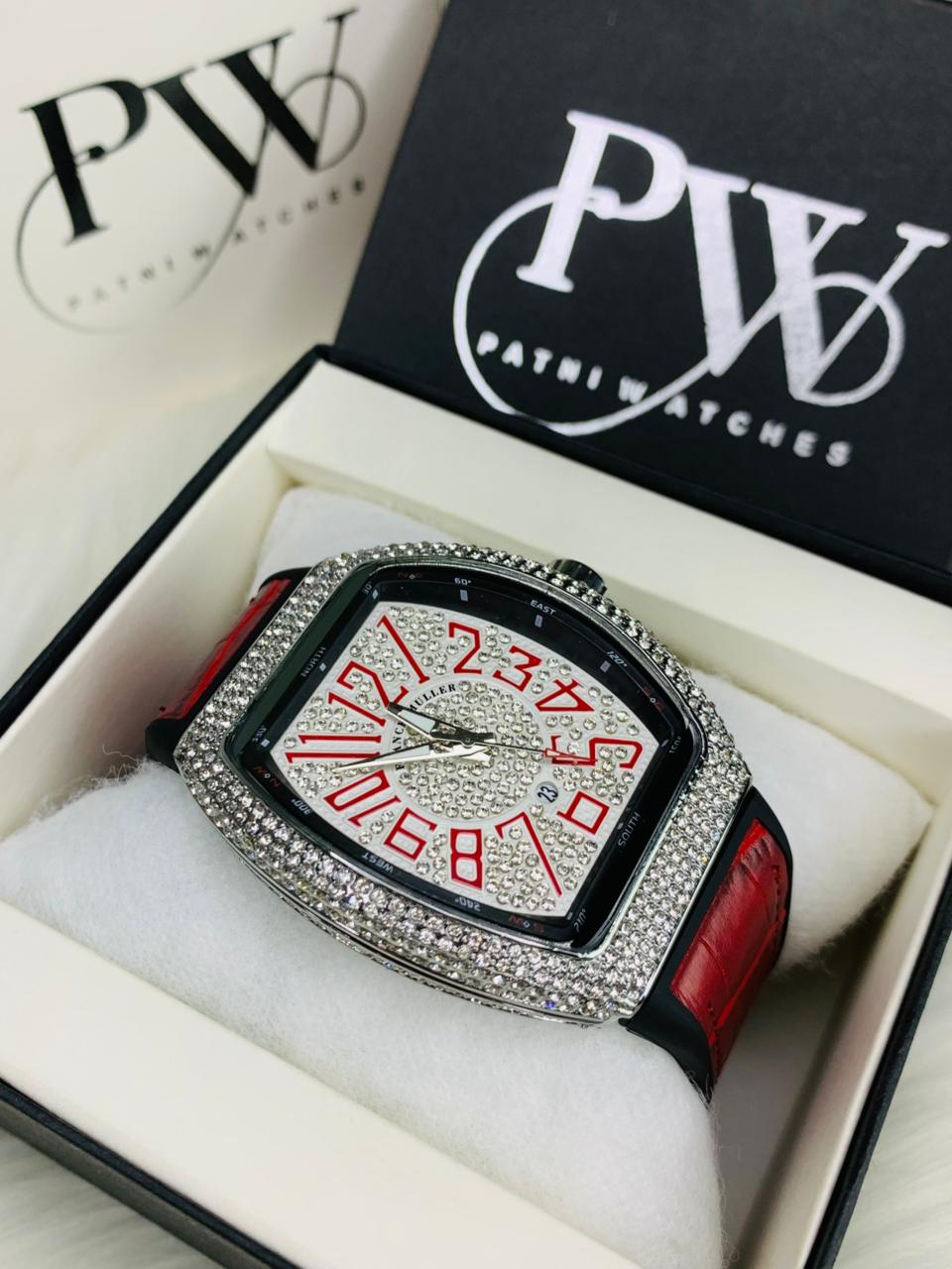 FM Full Stone Model (Red Silver) Patni Watches