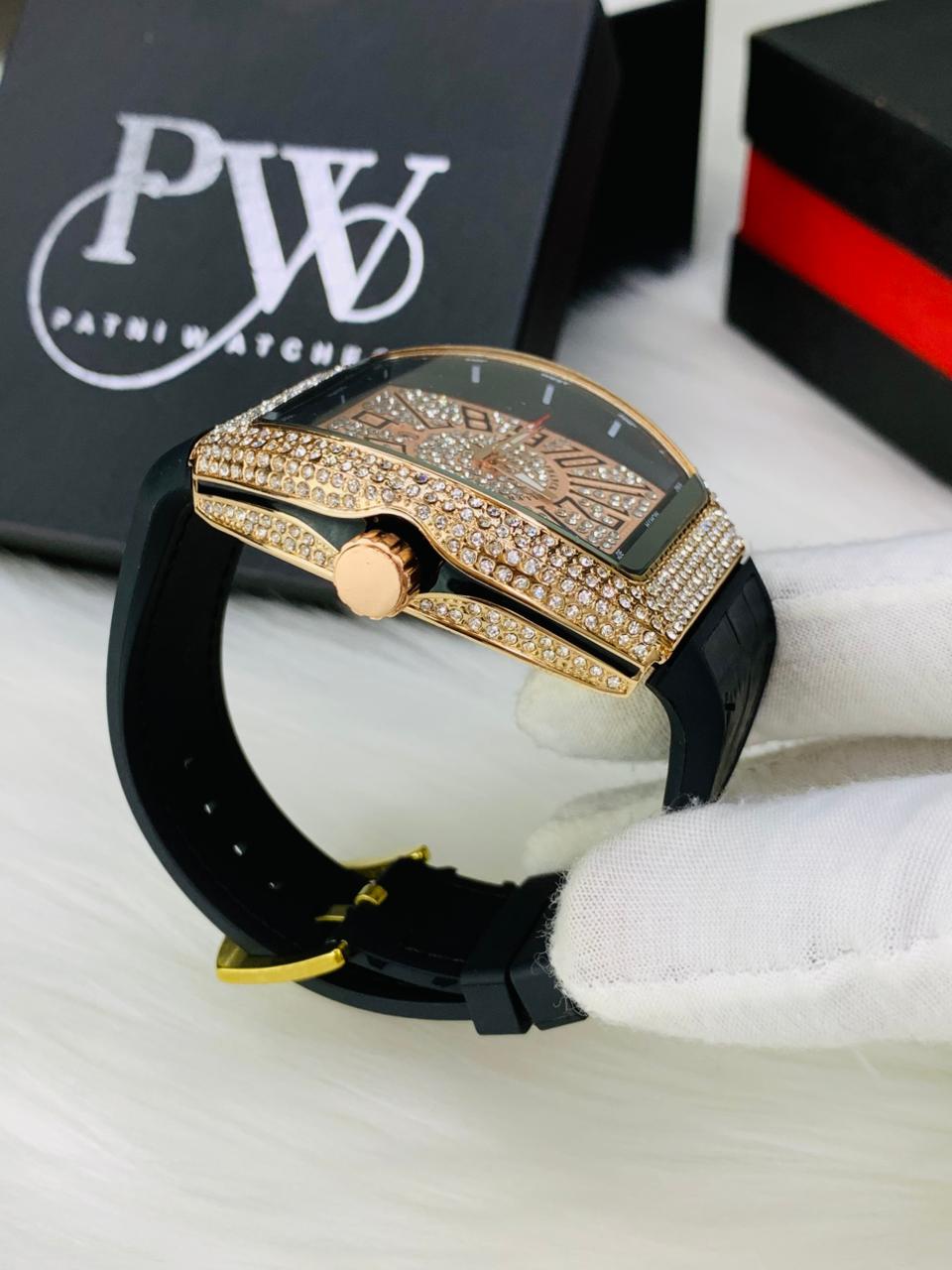 FM Full Stone Model (Black Rosegold) Patni Watches