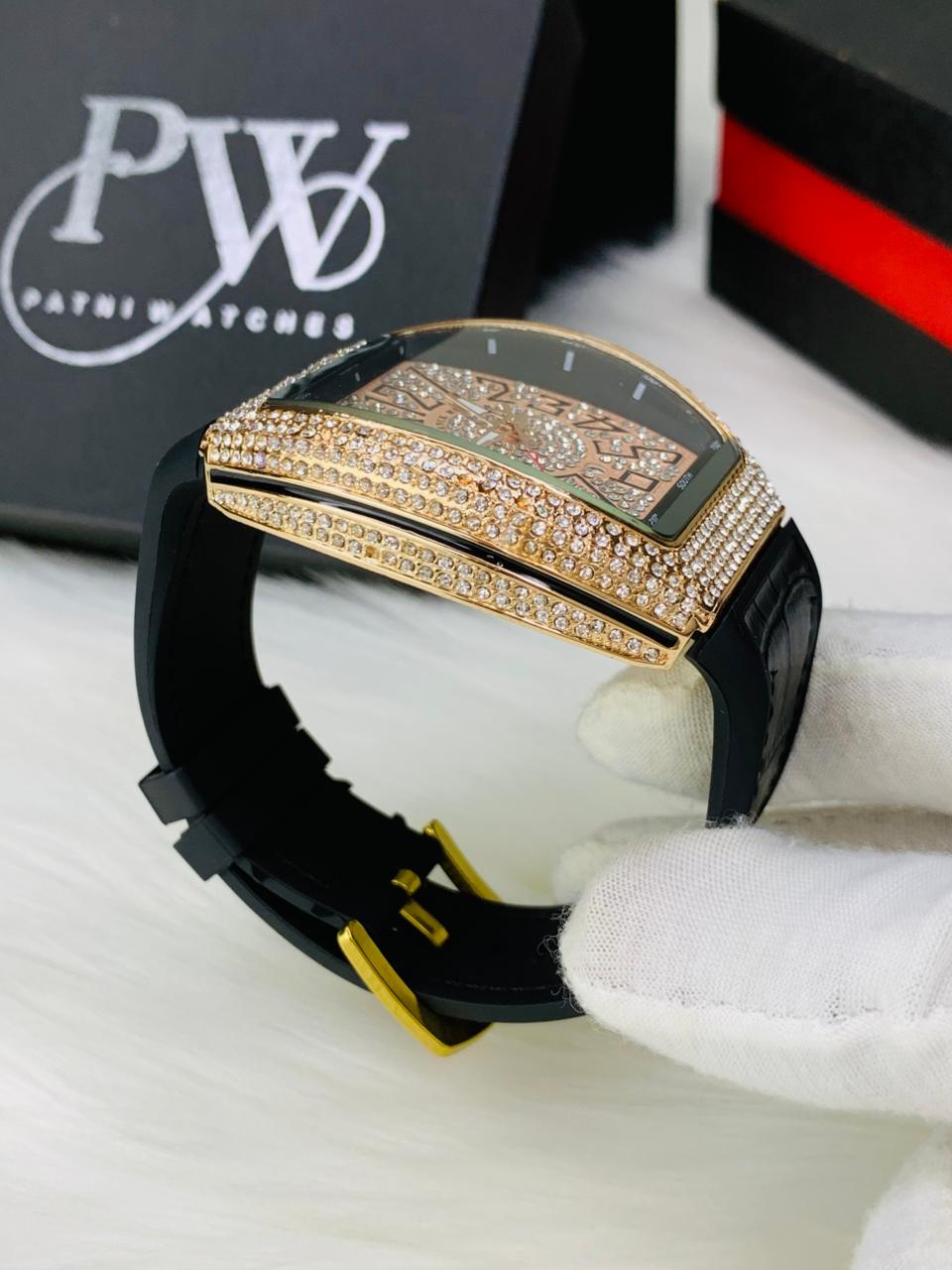 FM Full Stone Model (Black Rosegold) Patni Watches