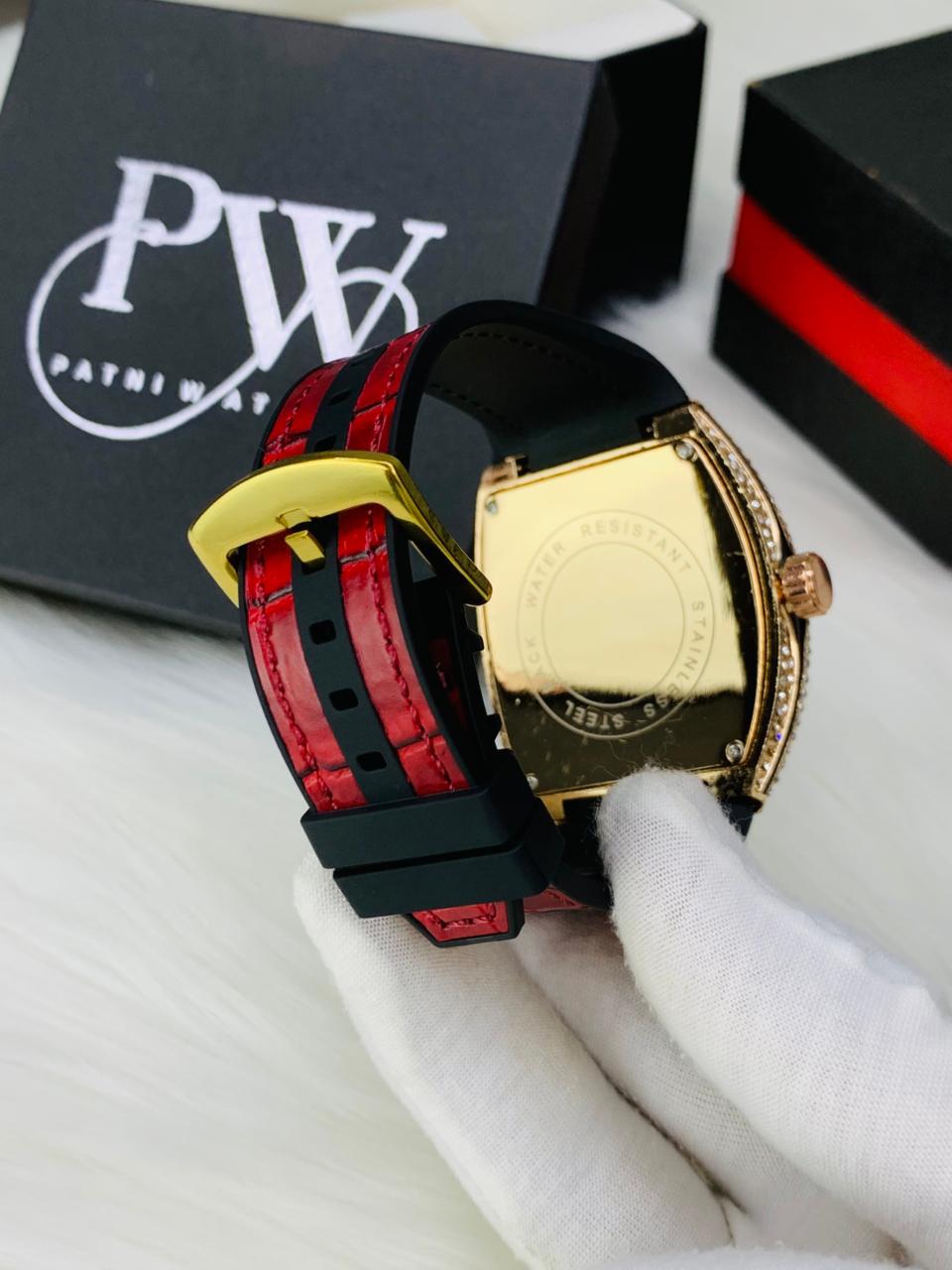 FM Full Stone Model (Red Silver) Patni Watches