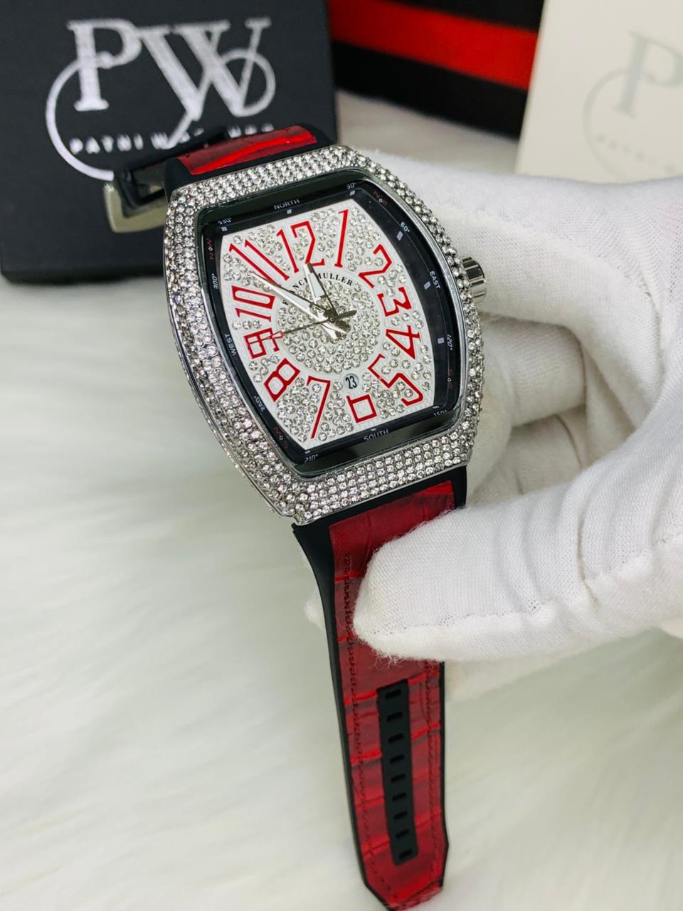 FM Full Stone Model (Red Silver) Patni Watches