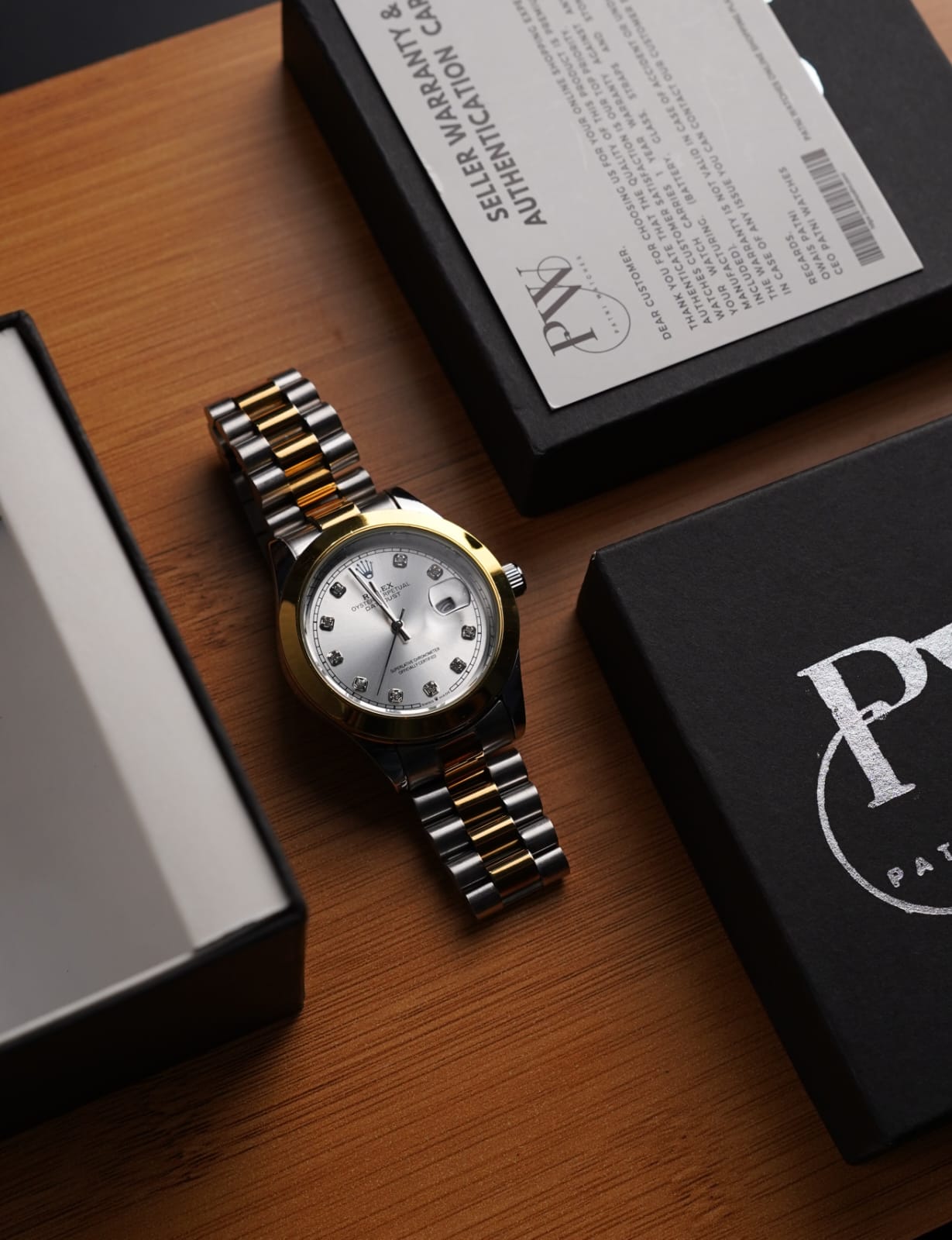 Stone Two Tone Model (White) Patni Watches