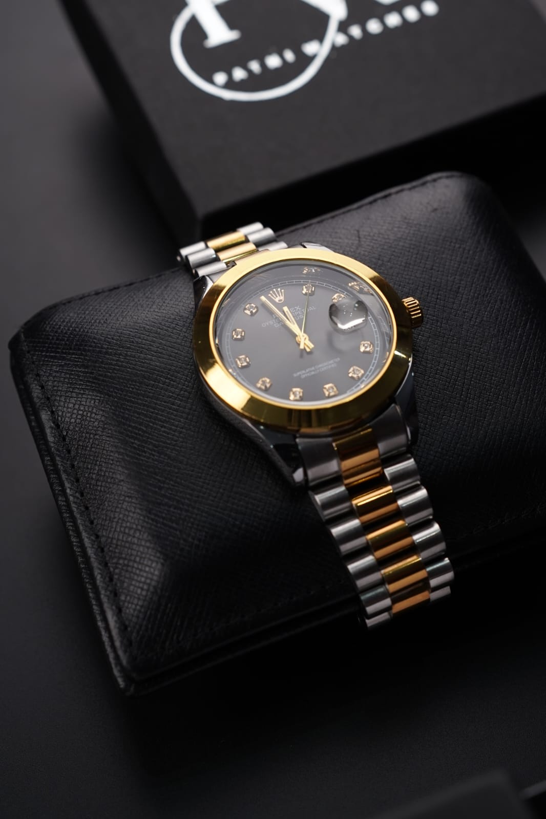 Stone Two Tone Model (Gold Black) Patni Watches