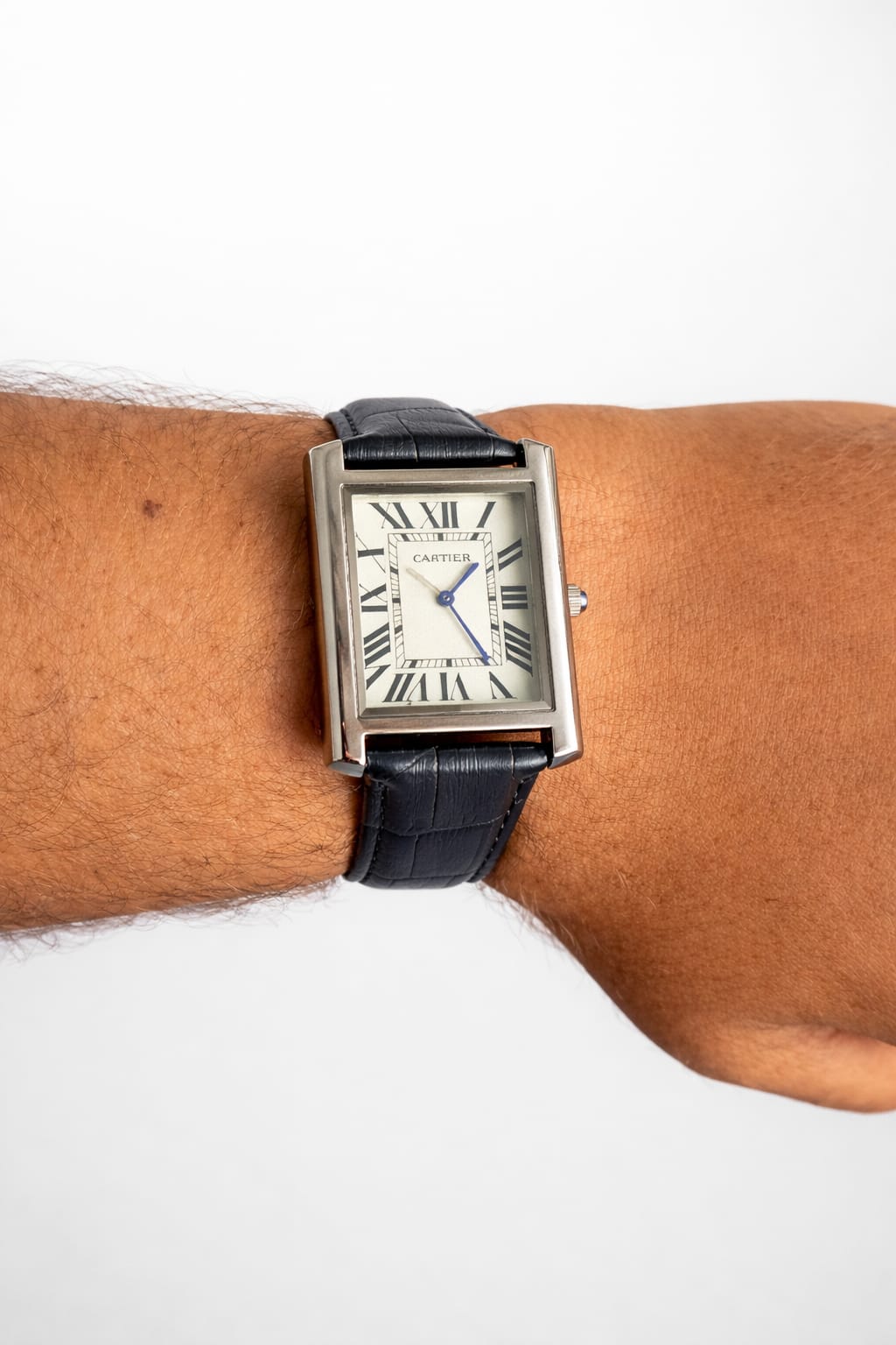 Cart Tank Silver Model (Blue Index white) Patni Watches