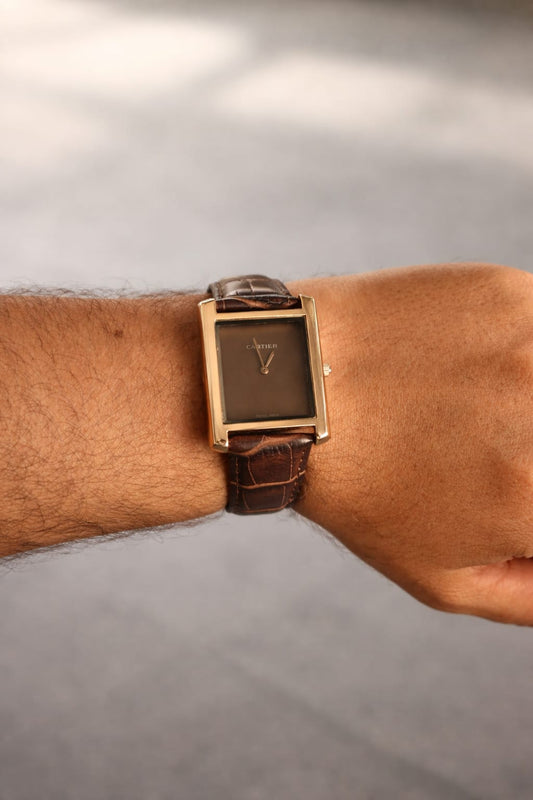 Cart Tank Rosegold Model (Brown Plain Brown) Patni Watches
