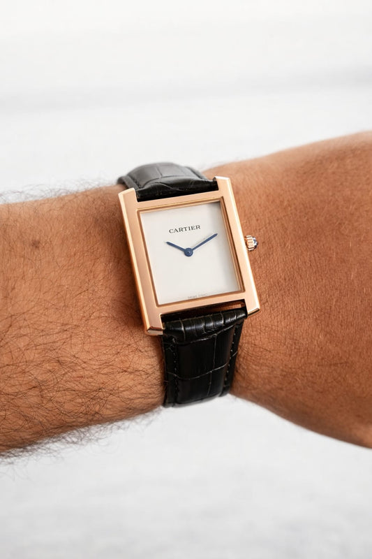 Cart Tank Rosegold Model (Black Plain White) Patni Watches