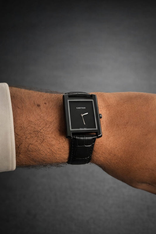 Cart Tank Black Model (Plain Black) Patni Watches