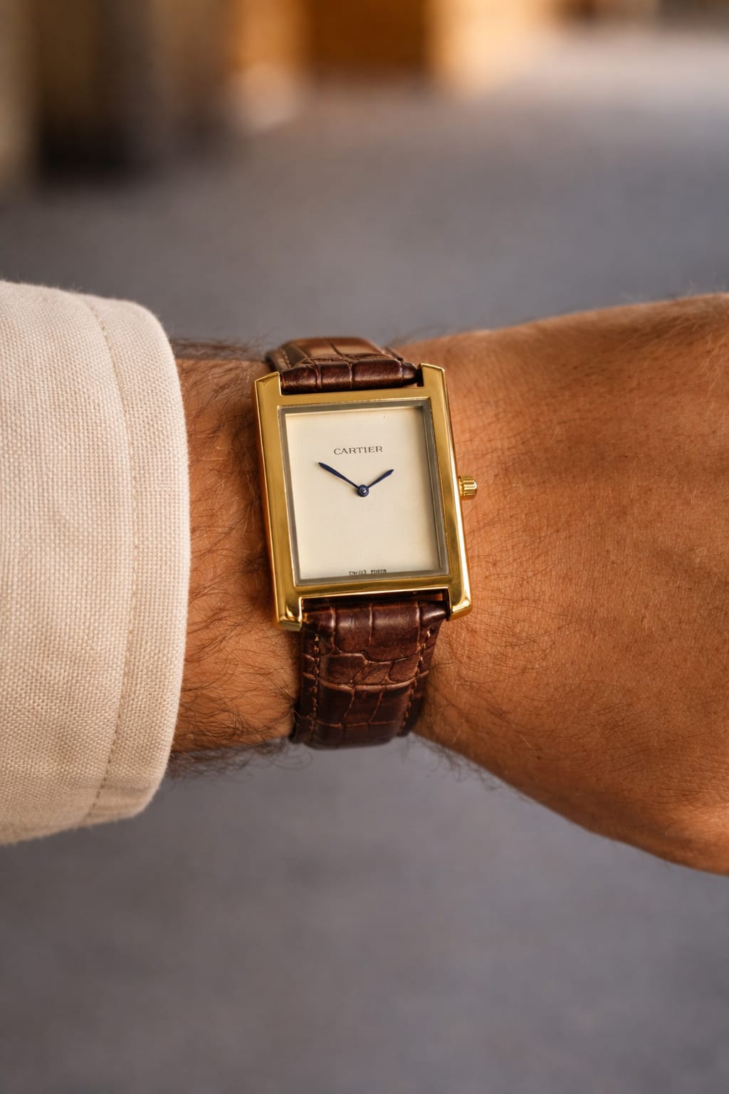 Cart Tank Gold Model (Brown Plain White) Patni Watches