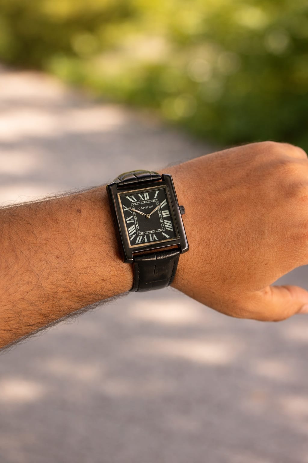 Cart Tank Black Model (Index Black) Patni Watches